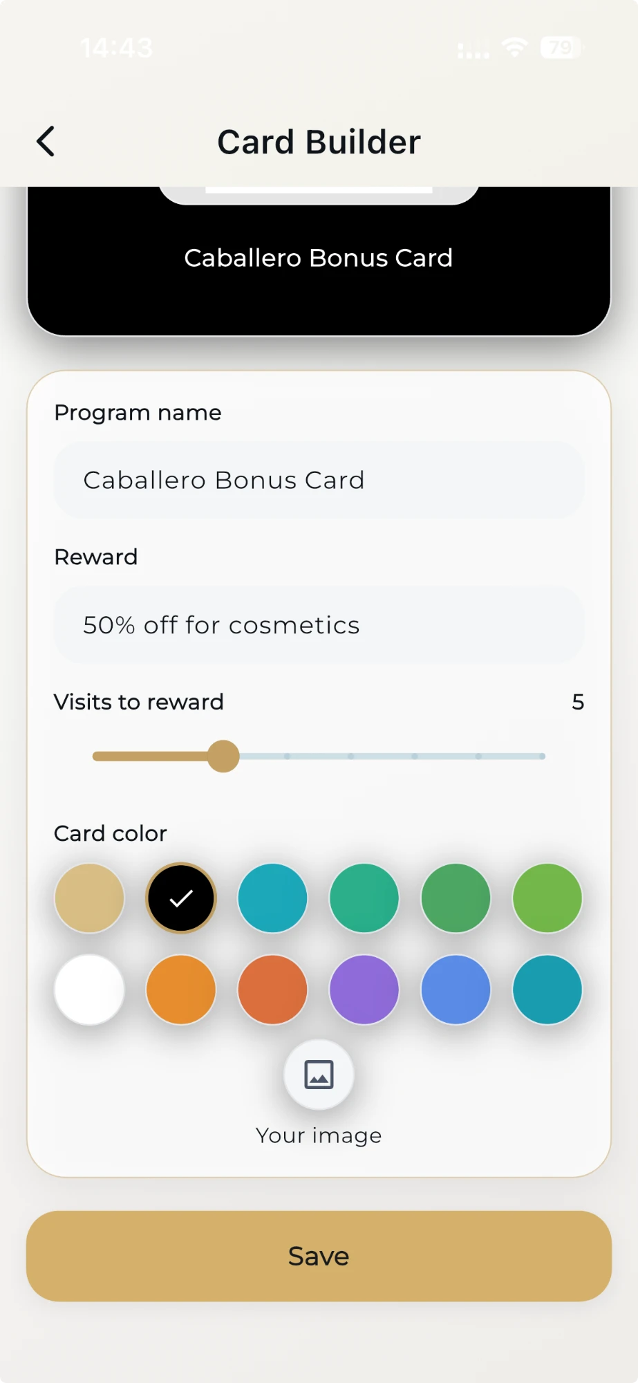 Choose card color and reward