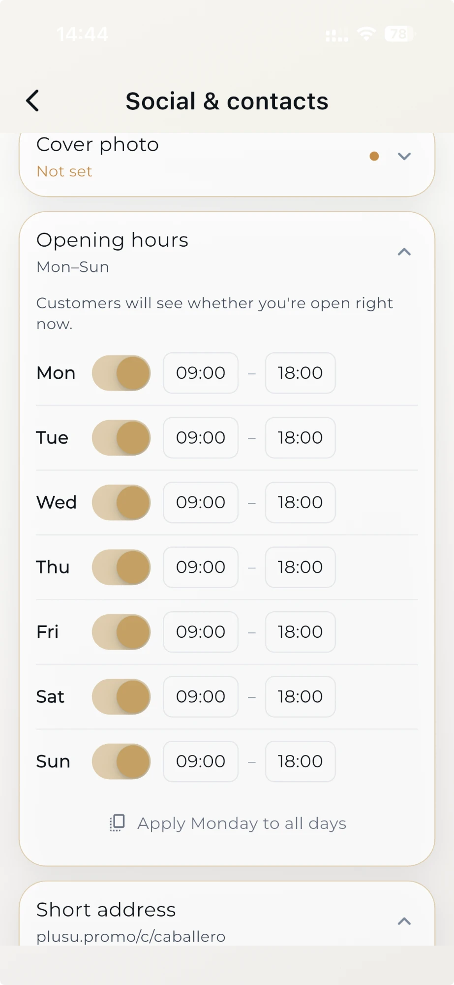 Opening hours and contacts